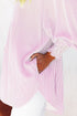 Striped Smocked Cuff Relaxed Fit Button Down Shirt