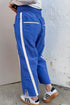 Striped Smocked Waist Drawstring Cropped Active Pants