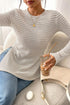 Striped Soft Knit Side Slit Long Sleeve Tunic Top