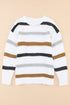 Striped Soft Textured Knit Crew Neck Pullover Sweater