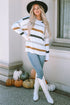 Striped Soft Textured Knit Crew Neck Pullover Sweater