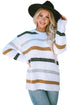 Striped Soft Textured Knit Crew Neck Pullover Sweater