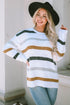 Striped Soft Textured Knit Crew Neck Pullover Sweater