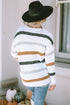 Striped Soft Textured Knit Crew Neck Pullover Sweater