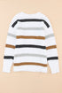 Striped Soft Textured Knit Crew Neck Pullover Sweater