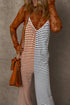 Striped Spaghetti Strap Backless Wide Leg Jumpsuit