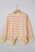 Striped Split Back Crew Neck Pullover Sweatshirt
