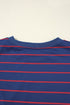 Striped Split Back Crew Neck Pullover Sweatshirt