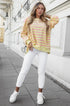 Striped Split Back Crew Neck Pullover Sweatshirt