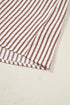 Striped Split Neck Collared Short Bubble Sleeve Blouse