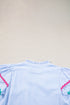 Striped Split Neck Ricrac Trimmed Cotton Blouse