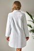 Striped Split Neck Roll Tab Sleeve Pocketed Shirt Dress
