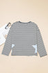 Striped Star Patch Drop Shoulder Pullover Top