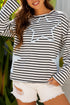 Striped Star Patch Drop Shoulder Pullover Top