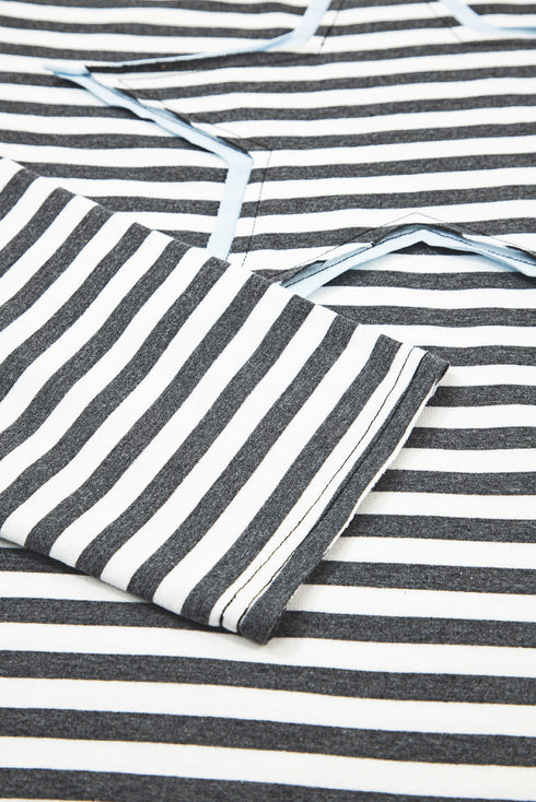 Striped Star Patch Drop Shoulder Pullover Top