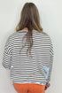 Striped Star Patch Drop Shoulder Pullover Top