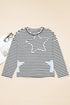 Striped Star Patch Drop Shoulder Pullover Top