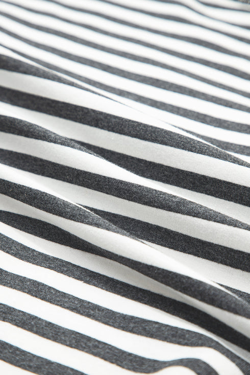 Striped Star Patch Drop Shoulder Pullover Top