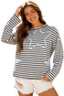 Striped Star Patch Drop Shoulder Pullover Top