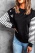 Striped Star Print Patchwork Long Sleeve Top