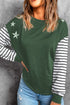 Striped Star Print Patchwork Long Sleeve Top
