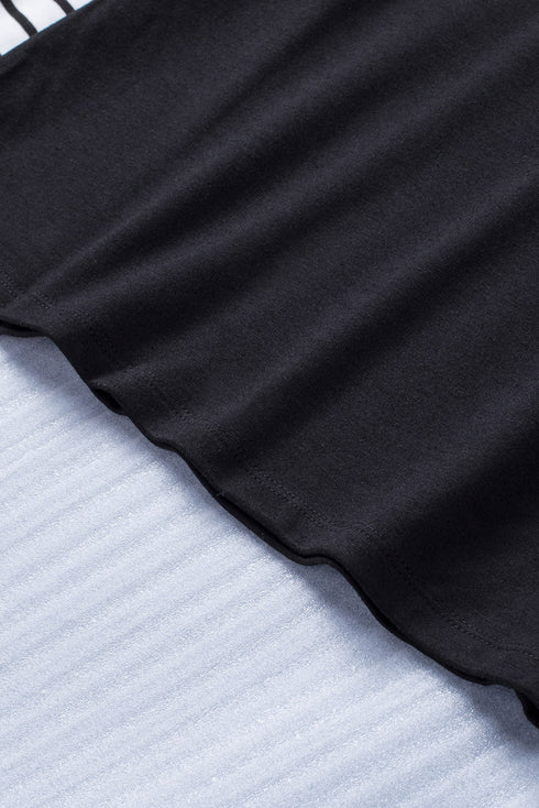 Striped Star Print Patchwork Long Sleeve Top