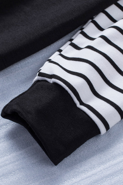 Striped Star Print Patchwork Long Sleeve Top