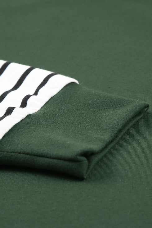 Striped Star Print Patchwork Long Sleeve Top