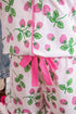 Striped Strawberry Print Lapel Shirt Drawstring Pajama Set