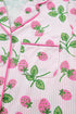 Striped Strawberry Print Lapel Shirt Drawstring Pajama Set