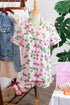 Striped Strawberry Print Lapel Shirt Drawstring Pajama Set