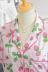 Striped Strawberry Print Lapel Shirt Drawstring Pajama Set