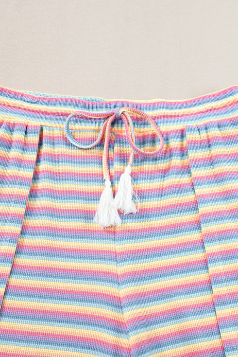 Striped Tassel Detail Tee And Wide Leg Pant Sets