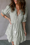Striped Tassel Tie Neck Ruffled Tiered Mini Dress