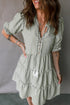 Striped Tassel Tie Neck Ruffled Tiered Mini Dress