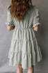 Striped Tassel Tie Neck Ruffled Tiered Mini Dress