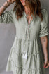 Striped Tassel Tie Neck Ruffled Tiered Mini Dress