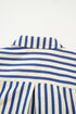 Striped Textured Collared Half Button Pocket Detail Mini Dress