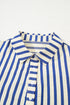 Striped Textured Collared Half Button Pocket Detail Mini Dress