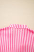 Striped Textured Half Placket Flare Sleeve Flowy Mini Dress