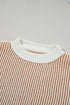Striped Textured Knit Contrast Edge Loose Sweater
