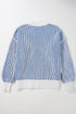 Striped Textured Knit Contrast Edge Loose Sweater