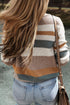 Striped Textured Knit Crew Neck Pullover Sweater