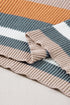 Striped Textured Knit Crew Neck Pullover Sweater