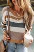 Striped Textured Knit Crew Neck Pullover Sweater