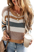 Striped Textured Knit Crew Neck Pullover Sweater
