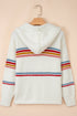 Striped Textured Knit Long Sleeve Hooded Sweater