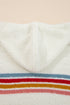 Striped Textured Knit Long Sleeve Hooded Sweater