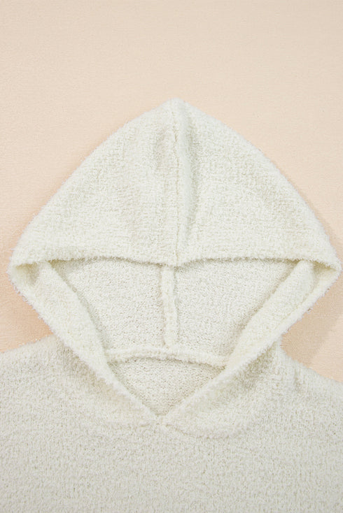 Striped Textured Knit Long Sleeve Hooded Sweater