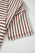 Striped Textured Knit Patchwork Split Hem Half Sleeve Top